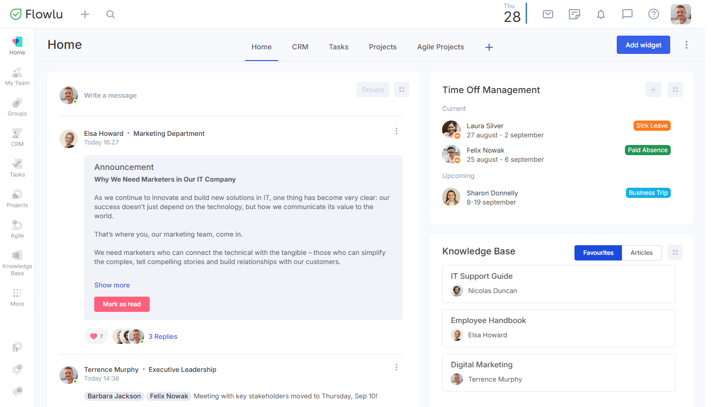 Flowlu - Una herramienta de colaboración en equipo para optimizar la forma en que trabajan juntos