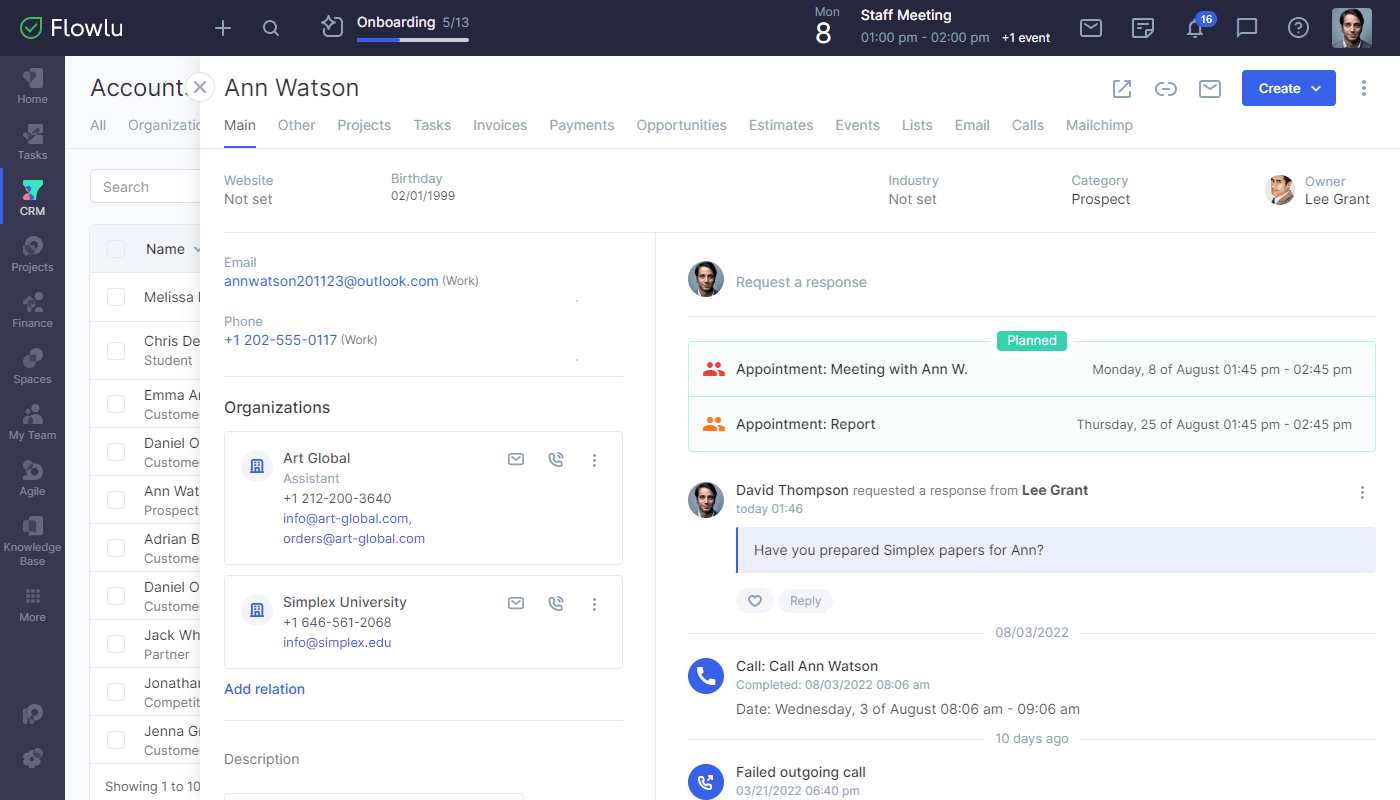 Flowlu - Gestión de relaciones con los clientes