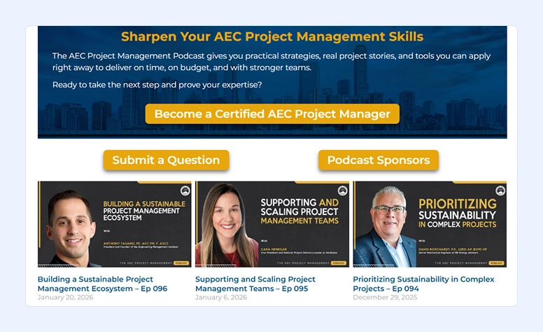 AEC Project Management Podcast's home page