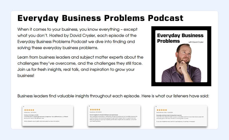 Everyday Business Problem Podcast's home page