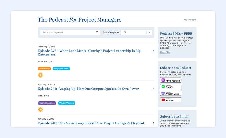 The Podcast for Project Managers list