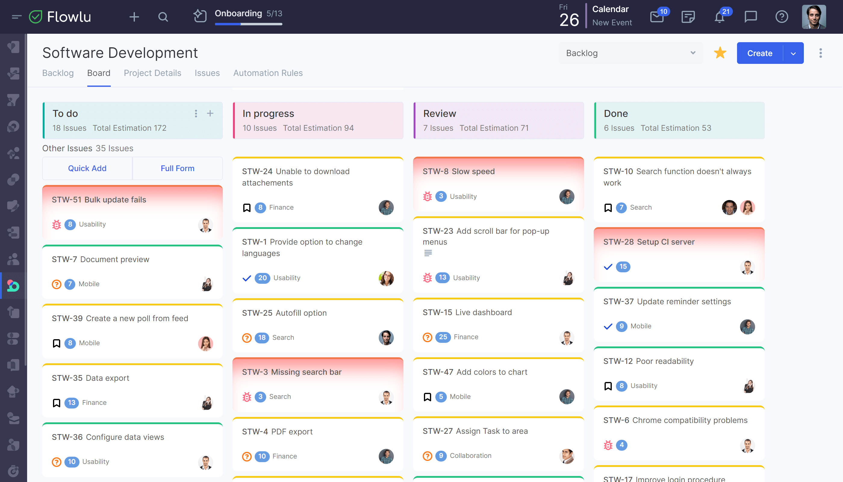 Flowlu - Quadro Kanban