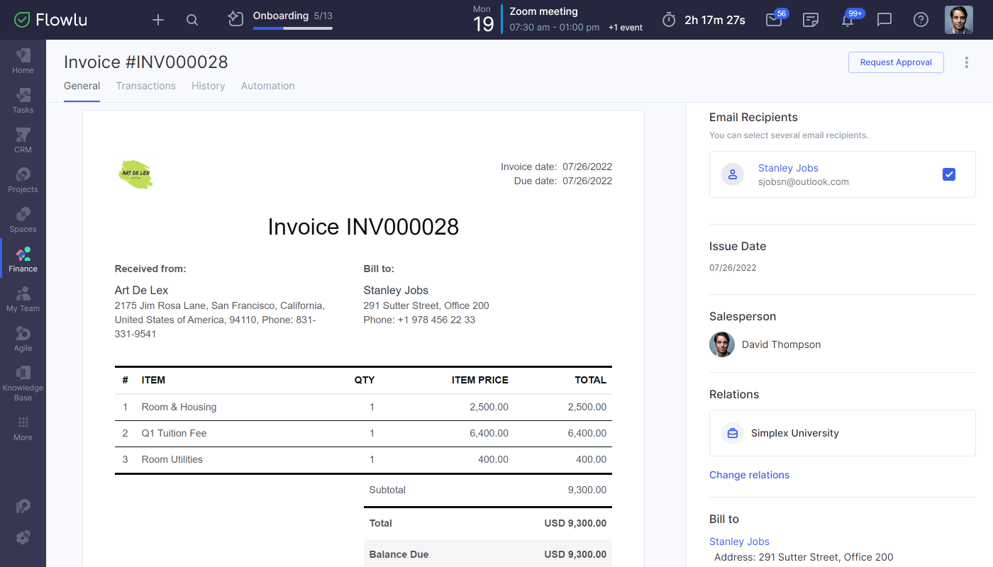 Flowlu - Run Administrative Operations