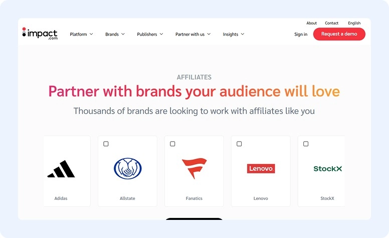 Impact affilate platform