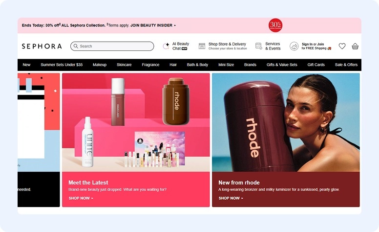 Sephora home page