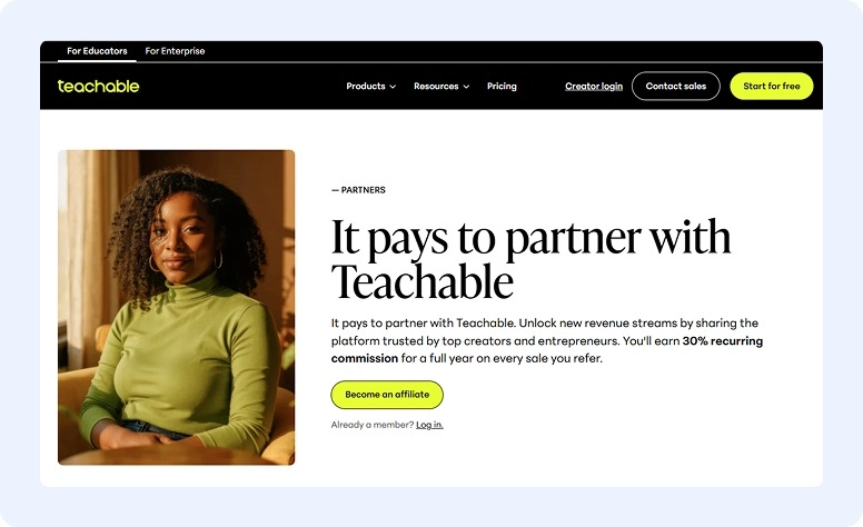 Teachable affiliate program