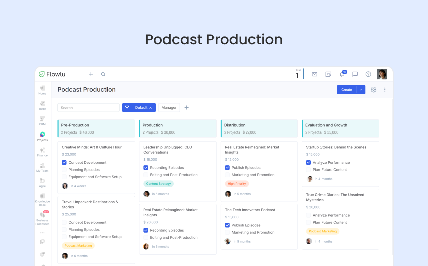 Flowlu - Podcast Planning