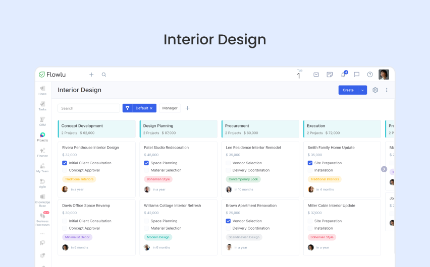 Flowlu - Design de interiores