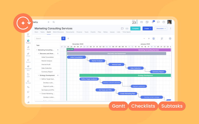 Flowlu - December Updates: Gantt Chart, Subtasks, and Milestones