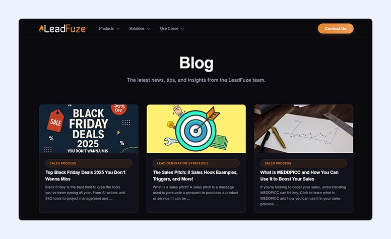 LeadFuze home page