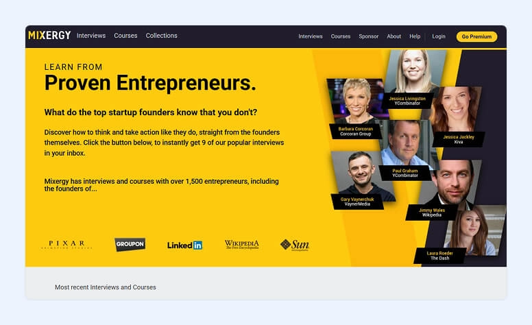 Mixergy home page