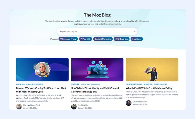 The Moz Blog home page