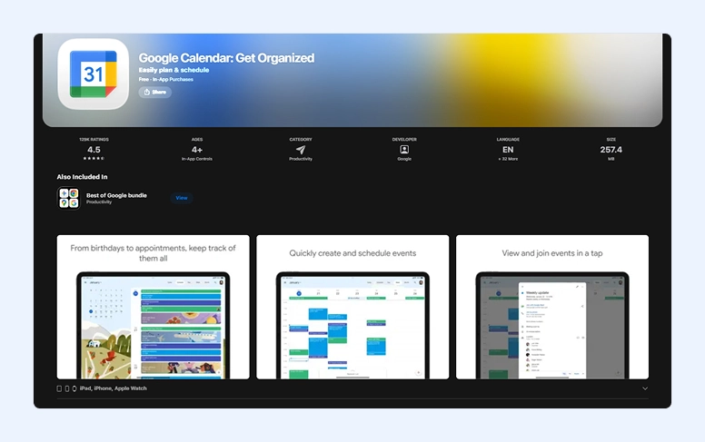 Google Calendar app
