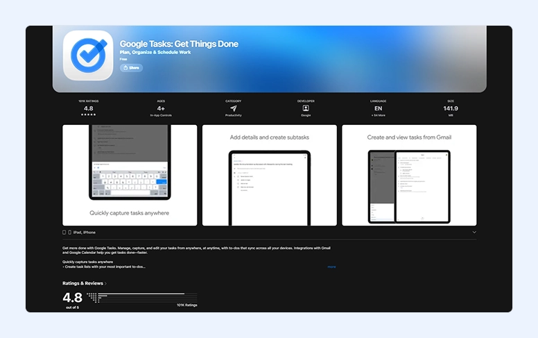 Google Tasks app