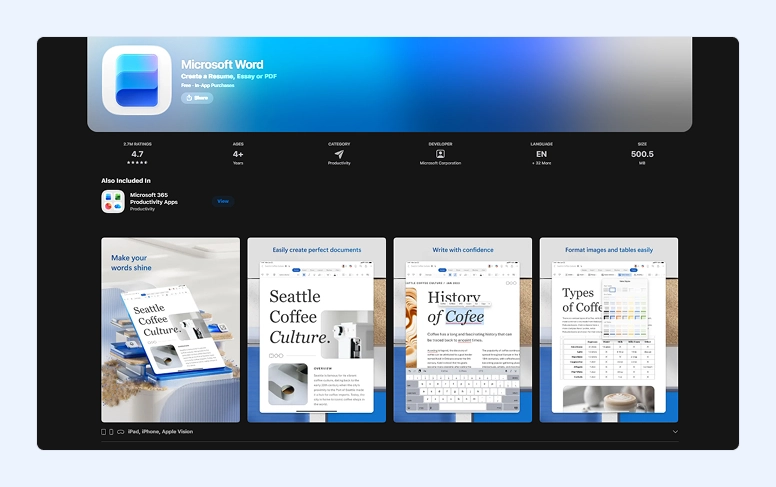 Microsoft Word app