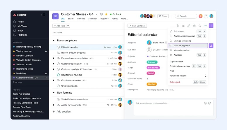 Asana Approval Interface