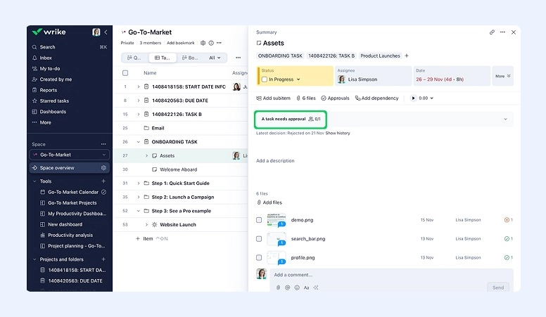 Wrike Approval Interface