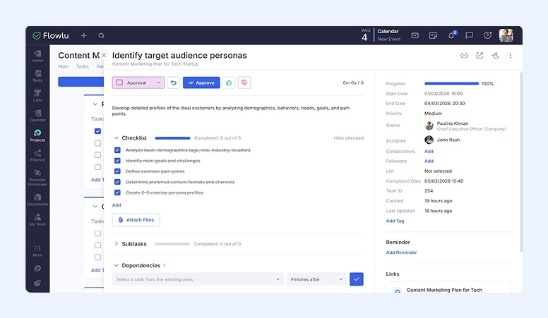 Flowlu Approval Interface