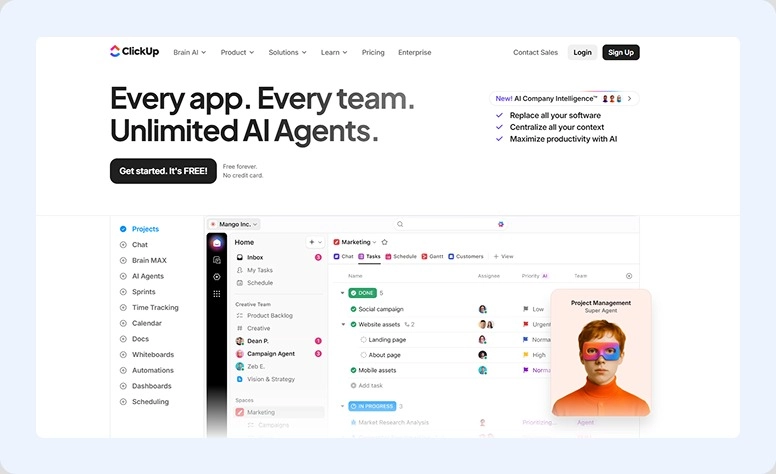 ClickUp home page
