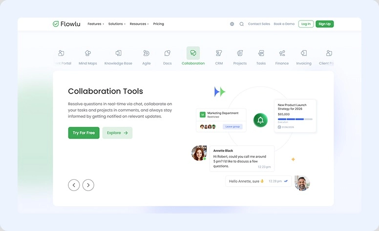 Flowlu home page