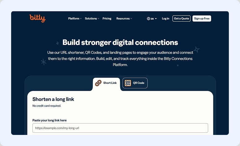 Bitly home page