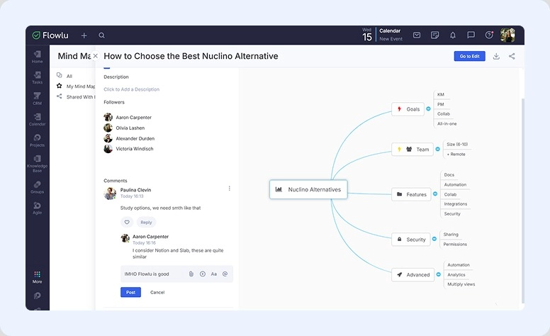 Mind Map in Flowlu