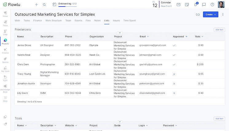 Project cost tracking