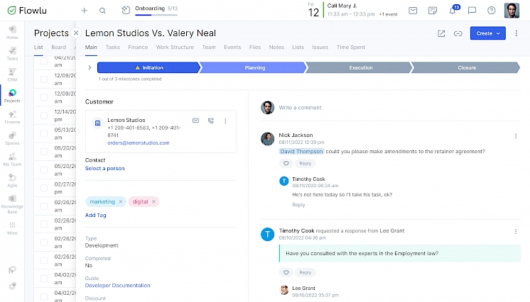 Project management cost tracking